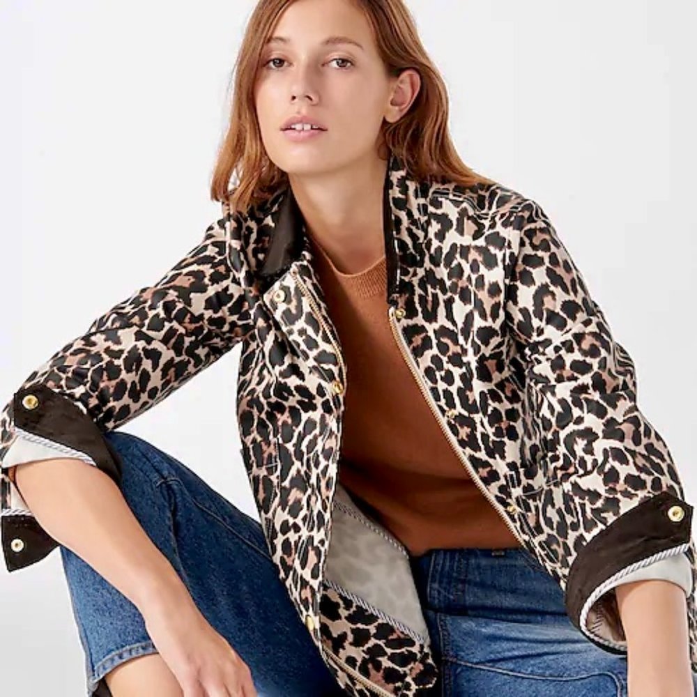 🆕️ J Crew Leopard Print Barn Chore Jacket SMALL NWT